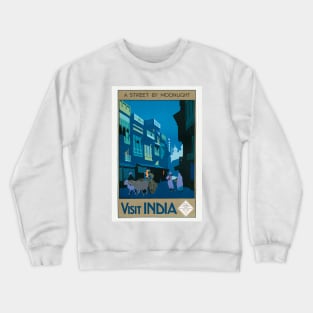 Visit India Vintage Travel Poster Restored Crewneck Sweatshirt